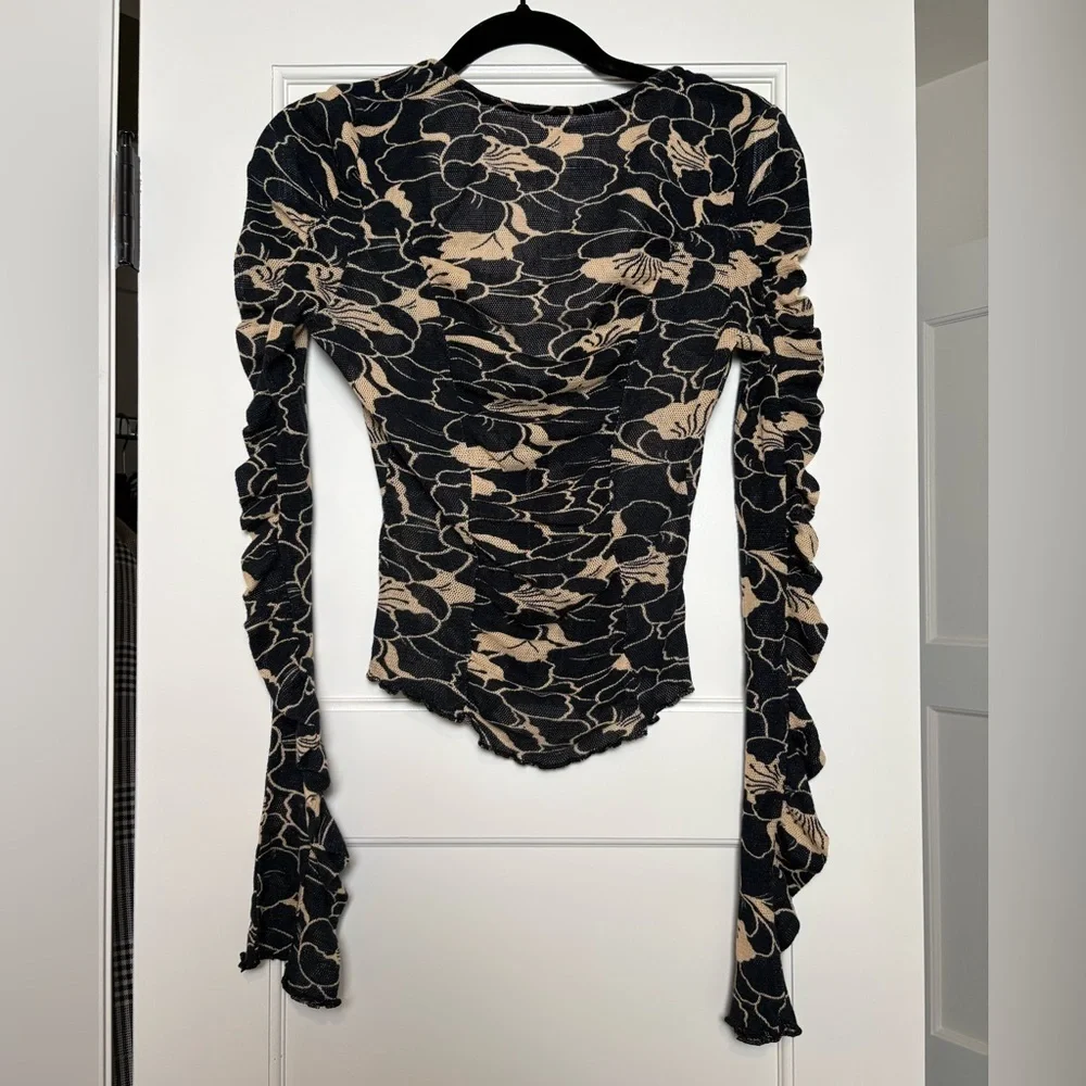 Free People Through The Meadow Ruched Mesh Top (XS)